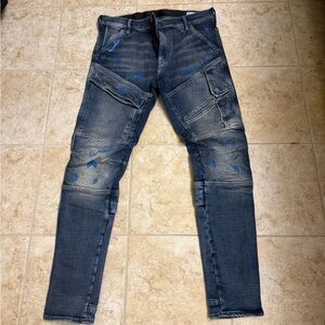 G-Star Men's Distressed Blue Slim Jeans